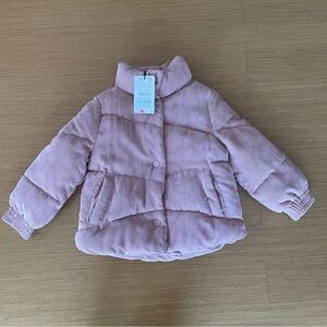 Zara Velvet Girls Puffer Winter Jacket Dusty Pink Mauve Size 7 NEW